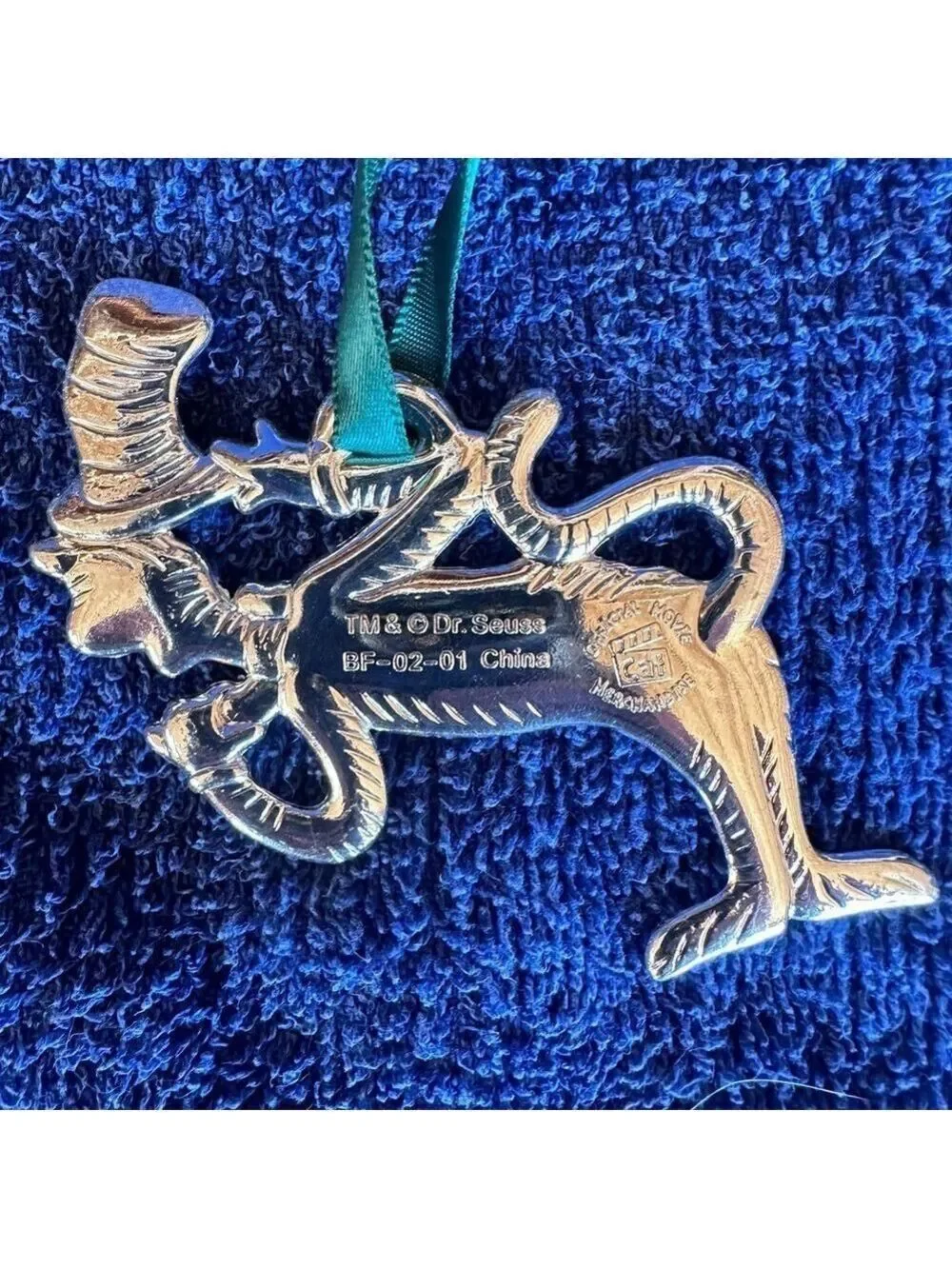 NEW Vintage Cat In The Hat Christmas Tree Ornament Dr Seuss Silver Plated Set